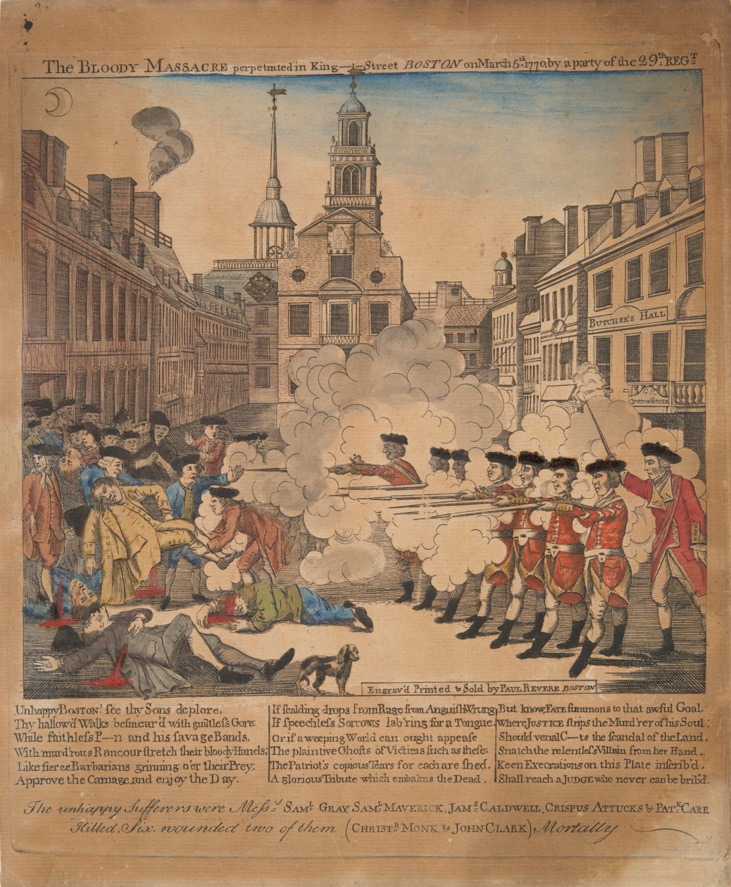 O Massacre Sangrento Perpetrado em King-Street Boston a 5 de Março de 1770 por uma Festa do 29º Regt. de Paul Revere