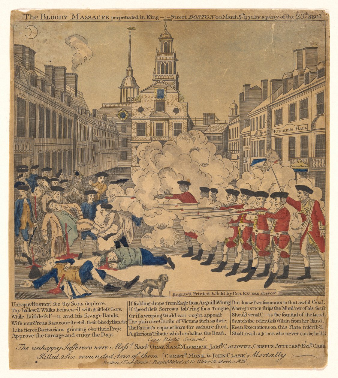 O Massacre Sangrento Perpetrado na King Street Boston em 5 de março de 1770. de Paul Revere