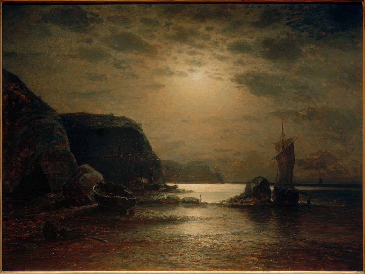 Costa rochosa de Rügen ao luar de Paul Riess