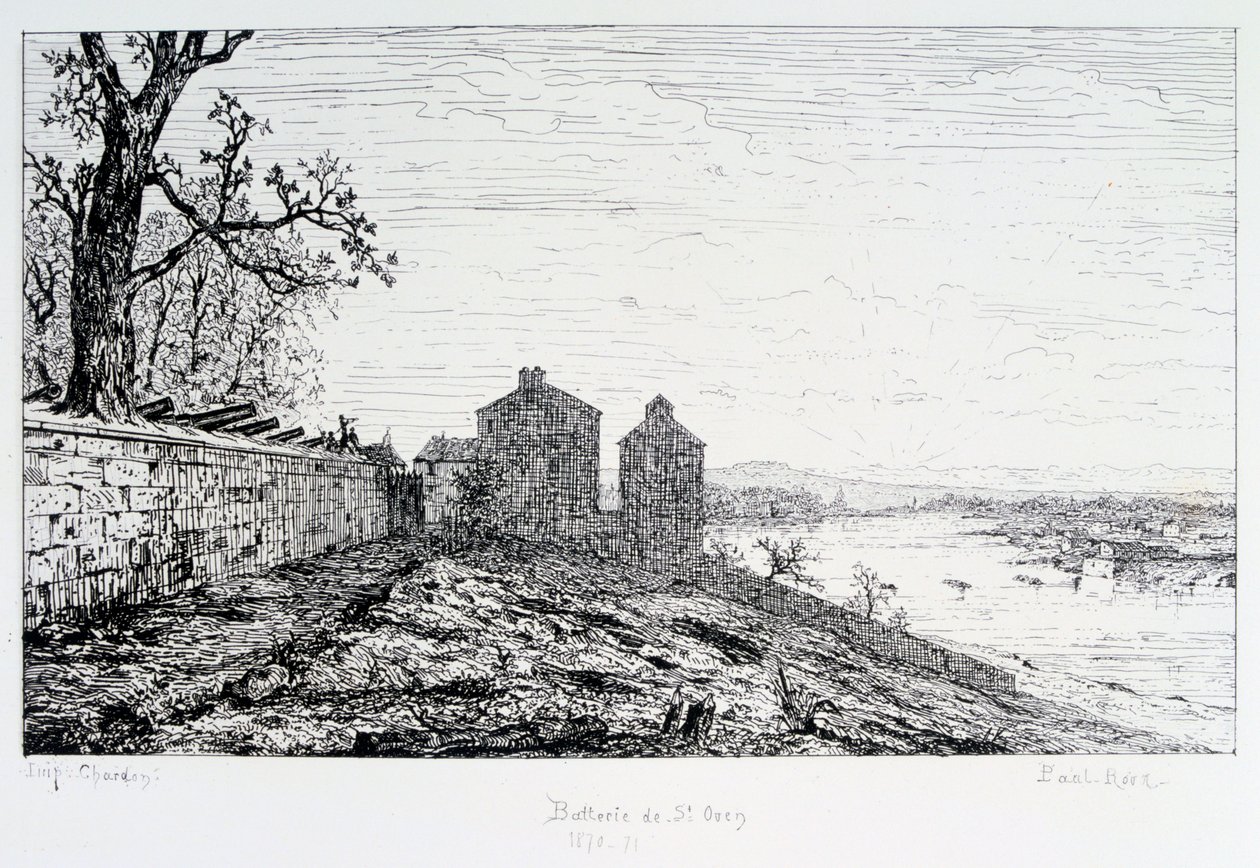 Bateria de St Ouen, cerco de Paris, 1870-1871 de Paul Roux