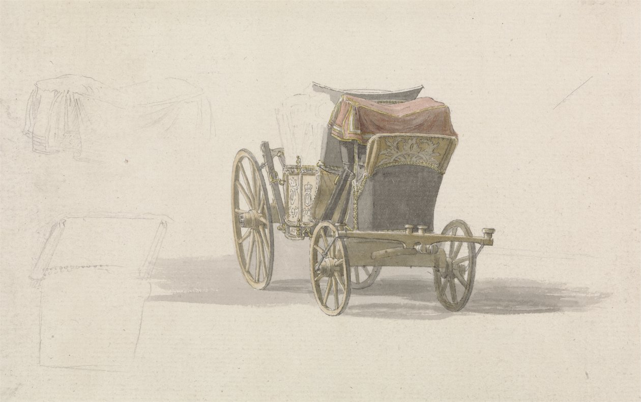 Um treinador com brasão real, c.1764 (lápis e w - c no papel) de Paul Sandby