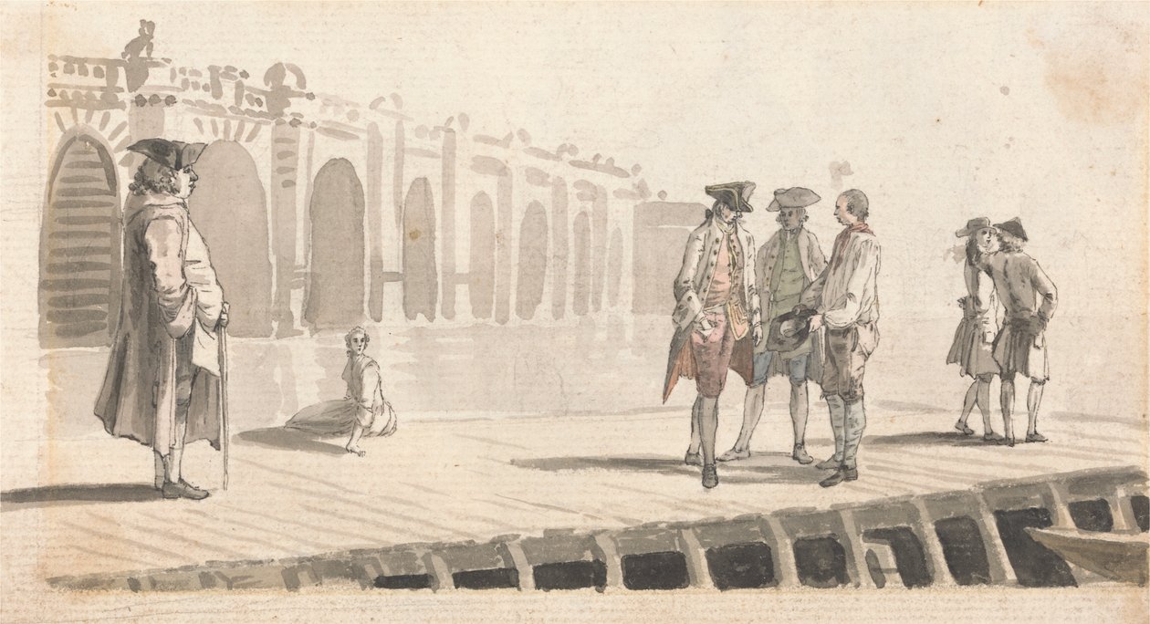 Um Grupo de Homens no Cais de Westminster de Paul Sandby