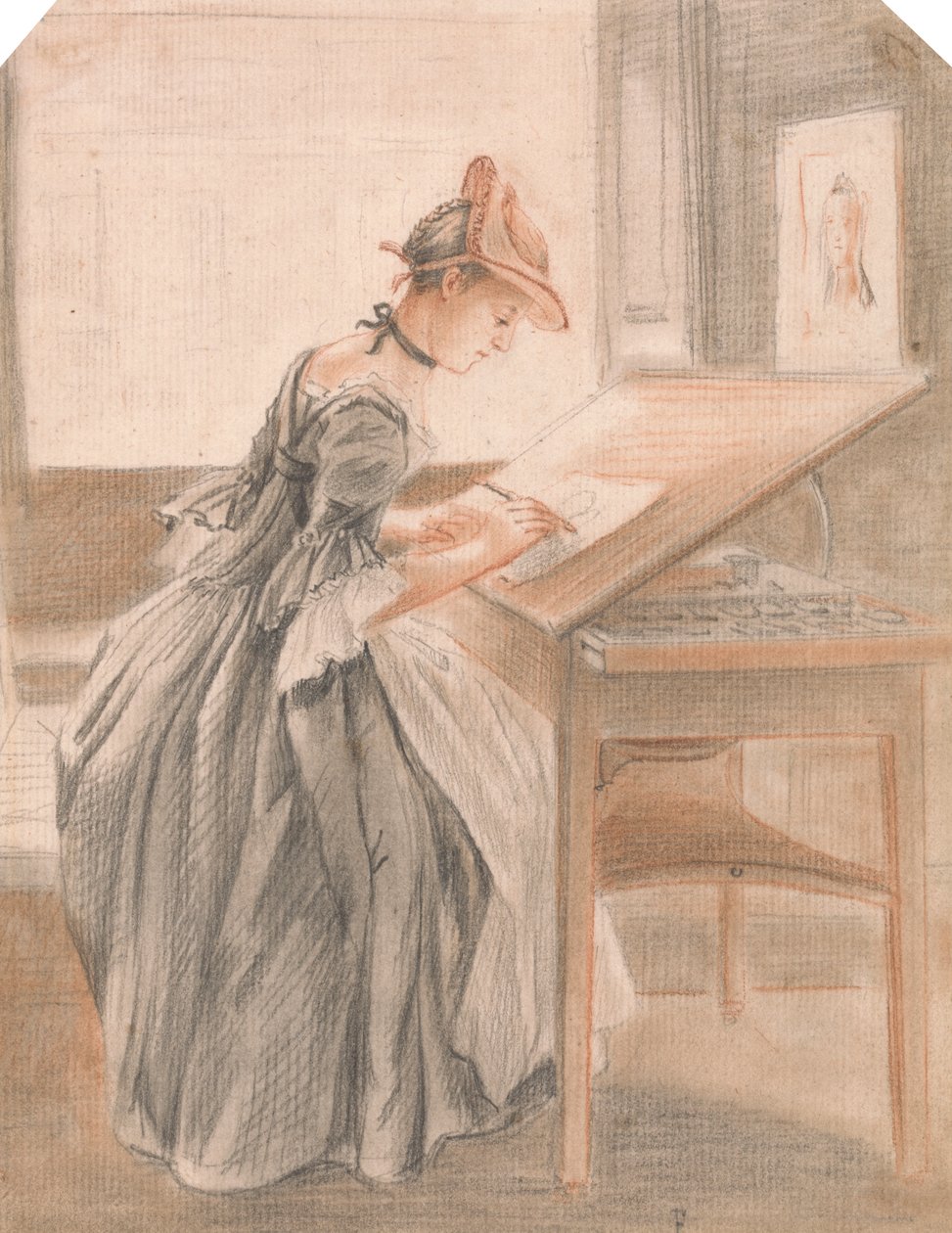 Uma Senhora a Copiar numa Mesa de Desenho de Paul Sandby