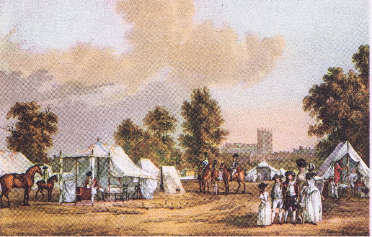 Um acampamento militar em St Jamess Park durante o Gordon Riots, da British Adventure publicado por Collins, 1947 de Paul Sandby