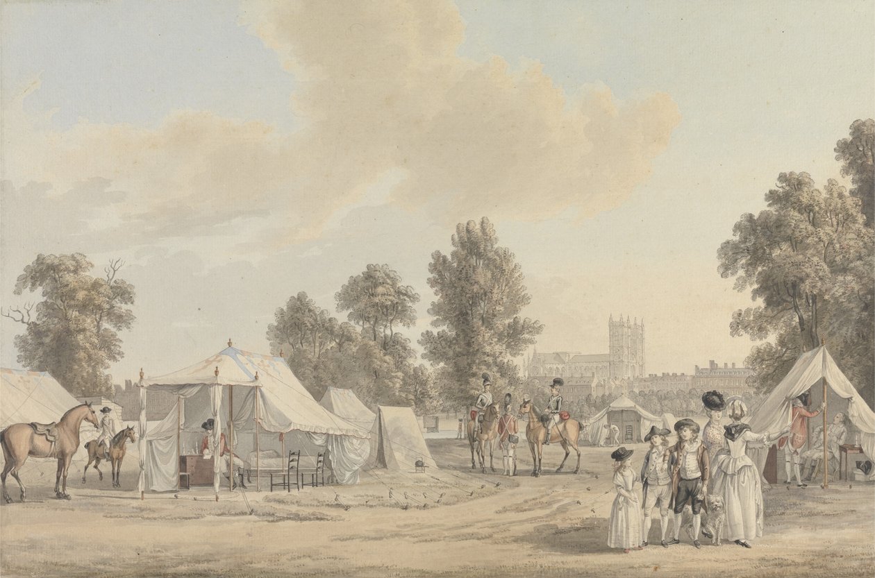 Um acampamento no Parque St. James (aquarela sobre papel) de Paul Sandby