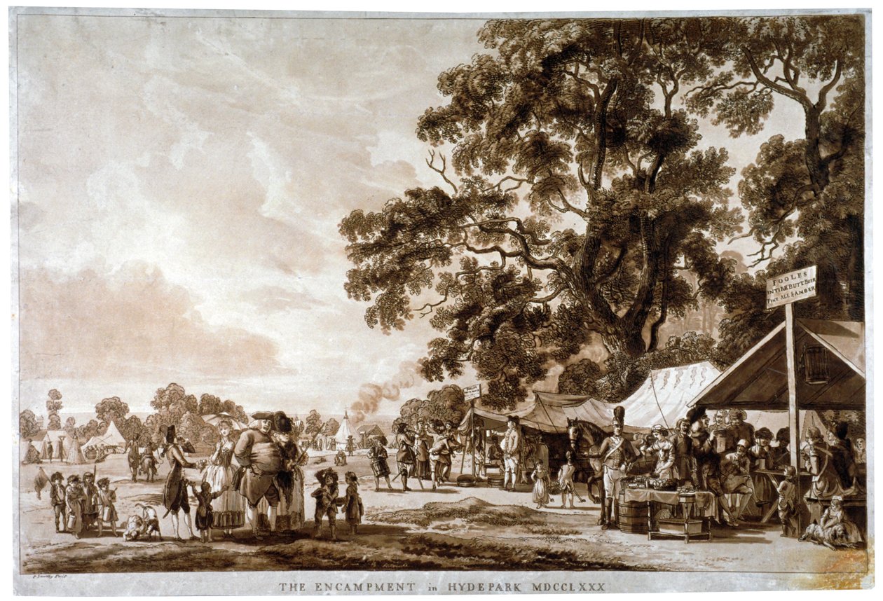 Acampamento do exército em Hyde Park, Londres, 1780. de Paul Sandby