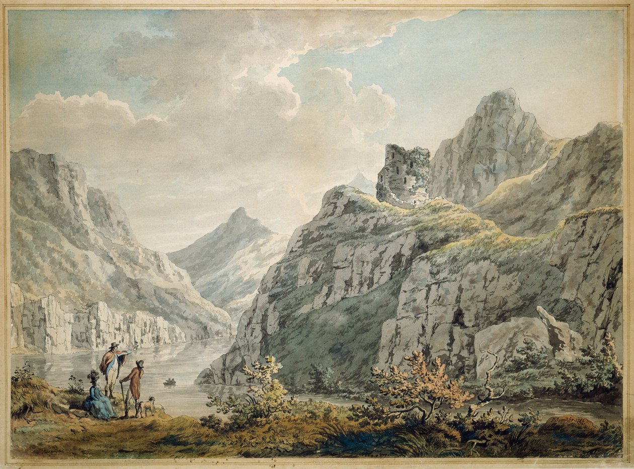 Castelo Dolbardarn e Lago Llanberris, 1764 de Paul Sandby