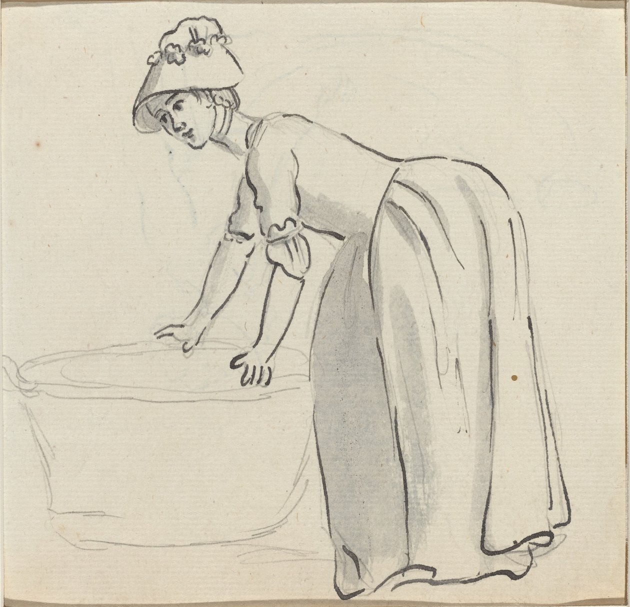 Garota com um gorro no trabalho [reto] de Paul Sandby