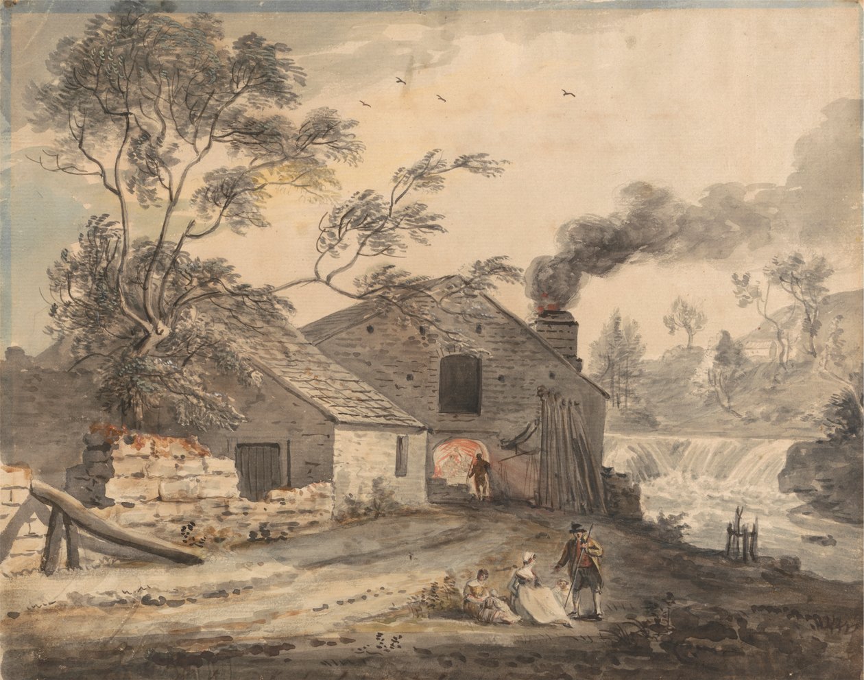 Forja de Ferro no rio Kent, Westmorland de Paul Sandby