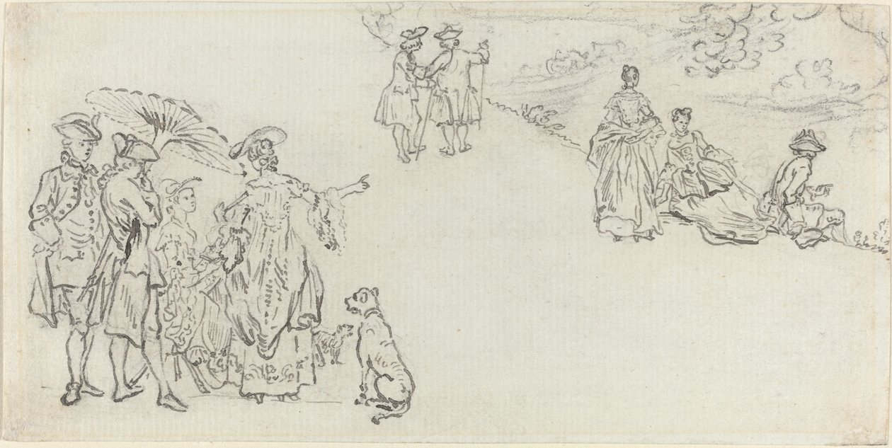 Senhoras e senhores em um parque rural de Paul Sandby