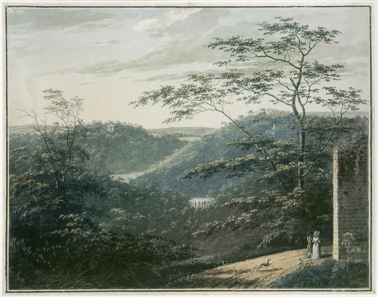 Paisagem com cascata e templo de Paul Sandby