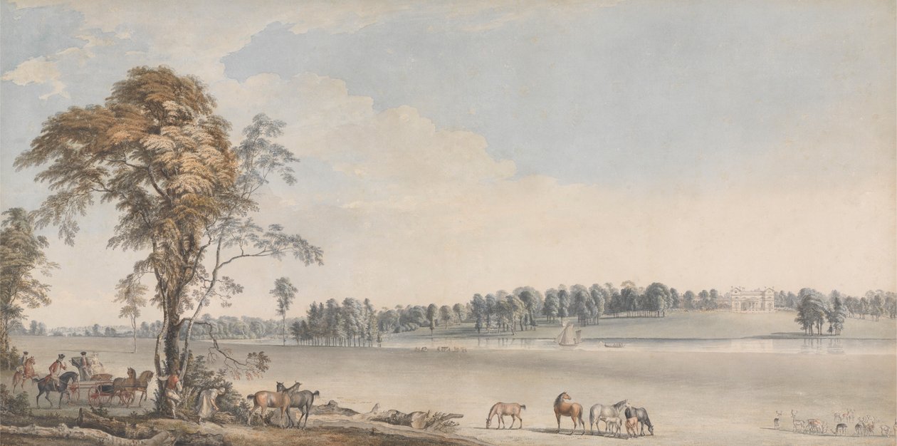 Vista Noroeste do Wakefield Lodge na Floresta de Whittlebury, Northamptonshire de Paul Sandby