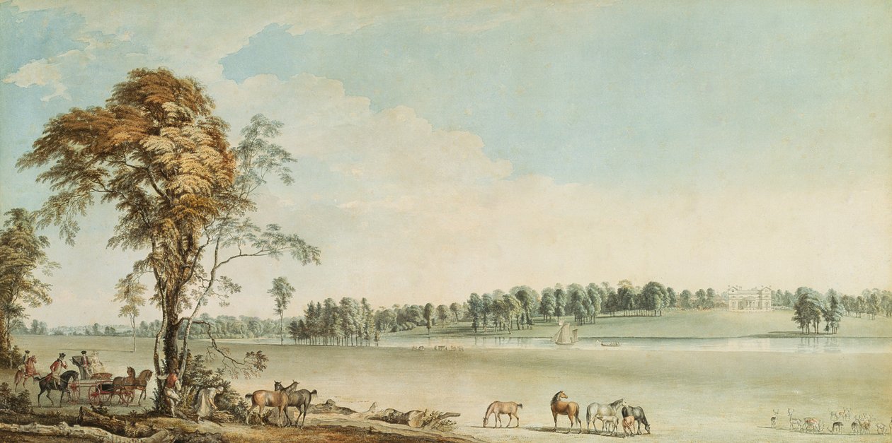 Vista noroeste do Wakefield Lodge em Whittlebury Forest, Northamptonshire de Paul Sandby