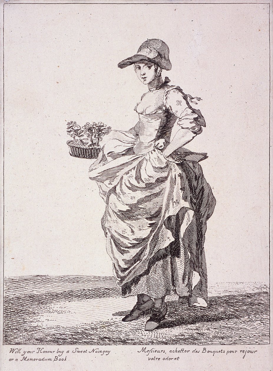 Nosegay e memorando vendedor de livros, Gritos de Londres, 1760 de Paul Sandby