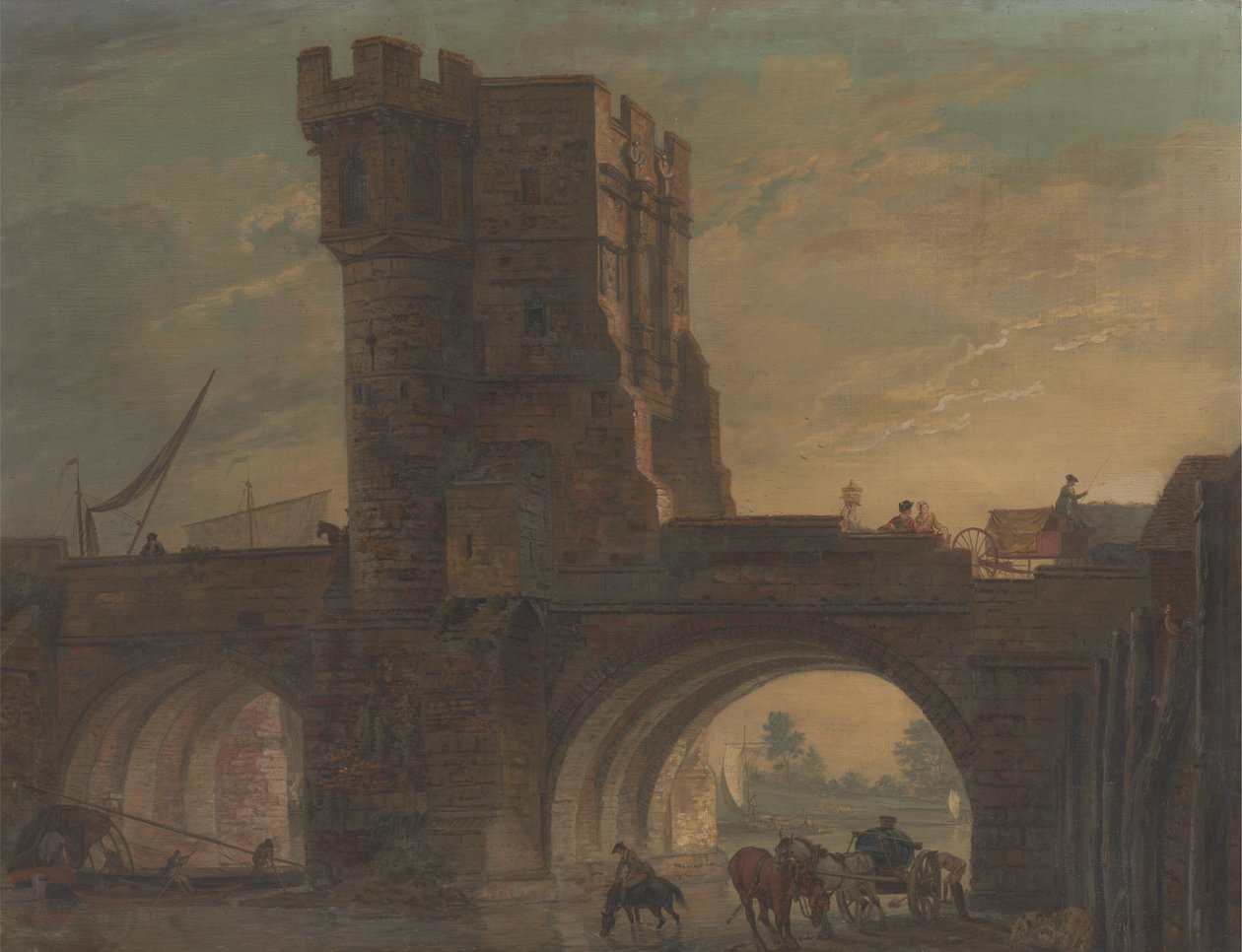 Ponte Velha em Shrewsbury de Paul Sandby