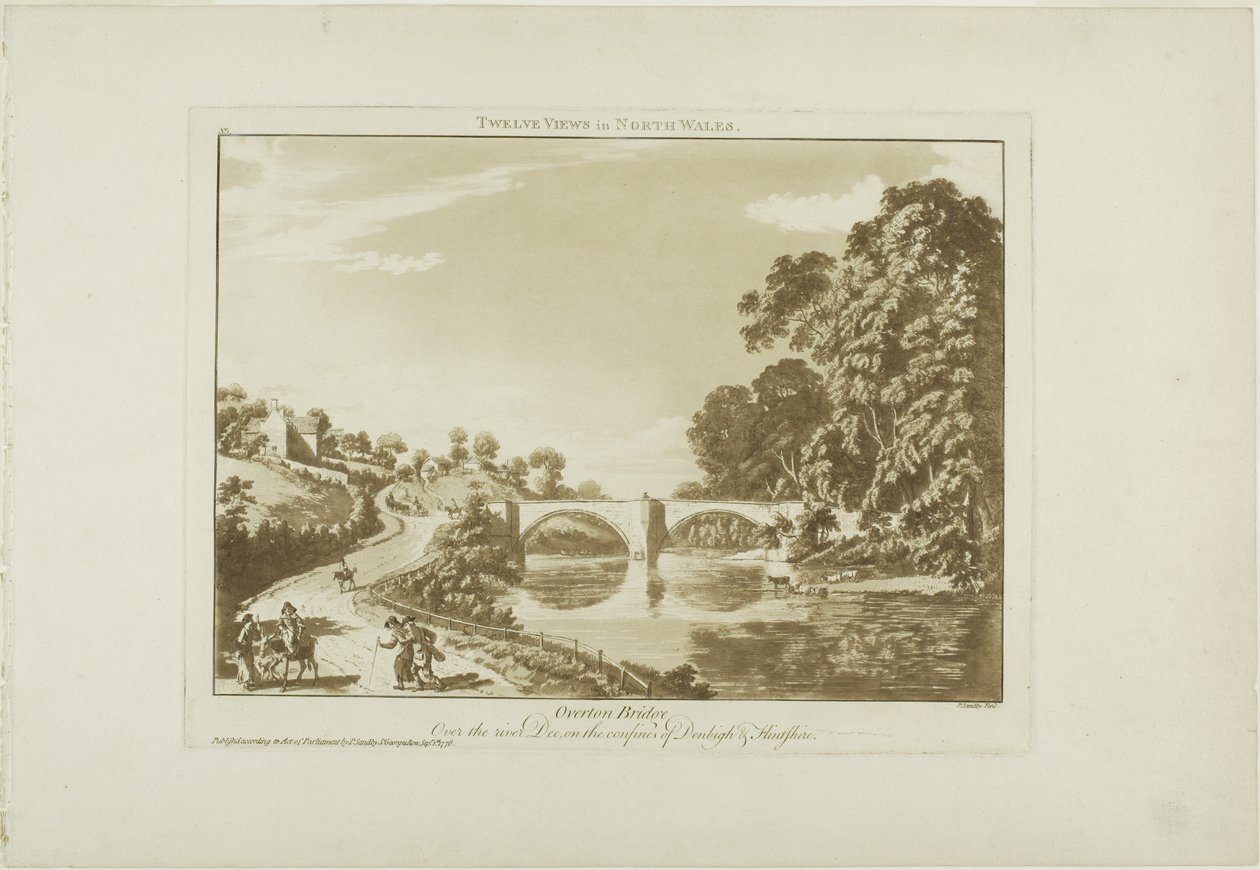 Overton Bridge/Over the River Dee, nos confins de Denbigh e Flintshire de Paul Sandby