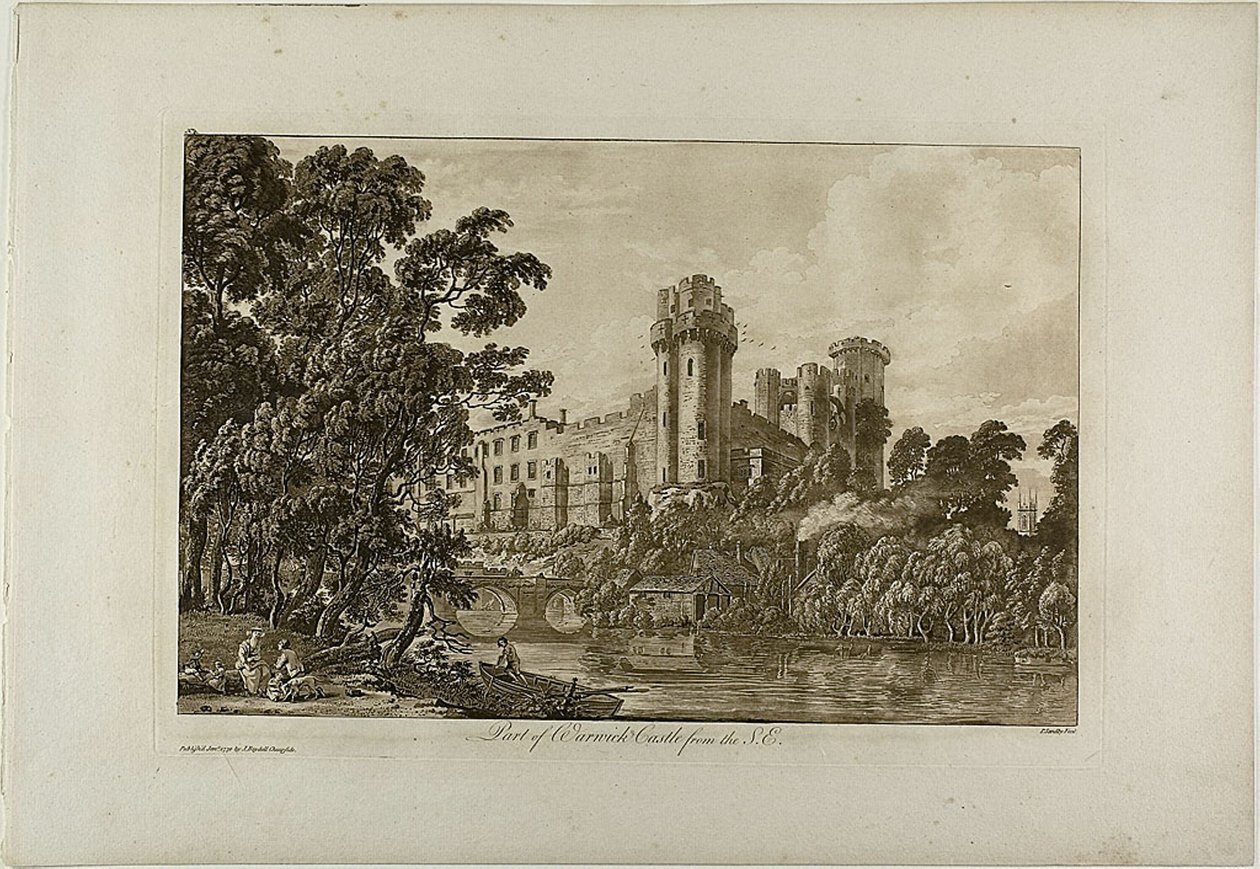 Parte do Castelo de Warwick do sudeste, placa 4 de Paul Sandby
