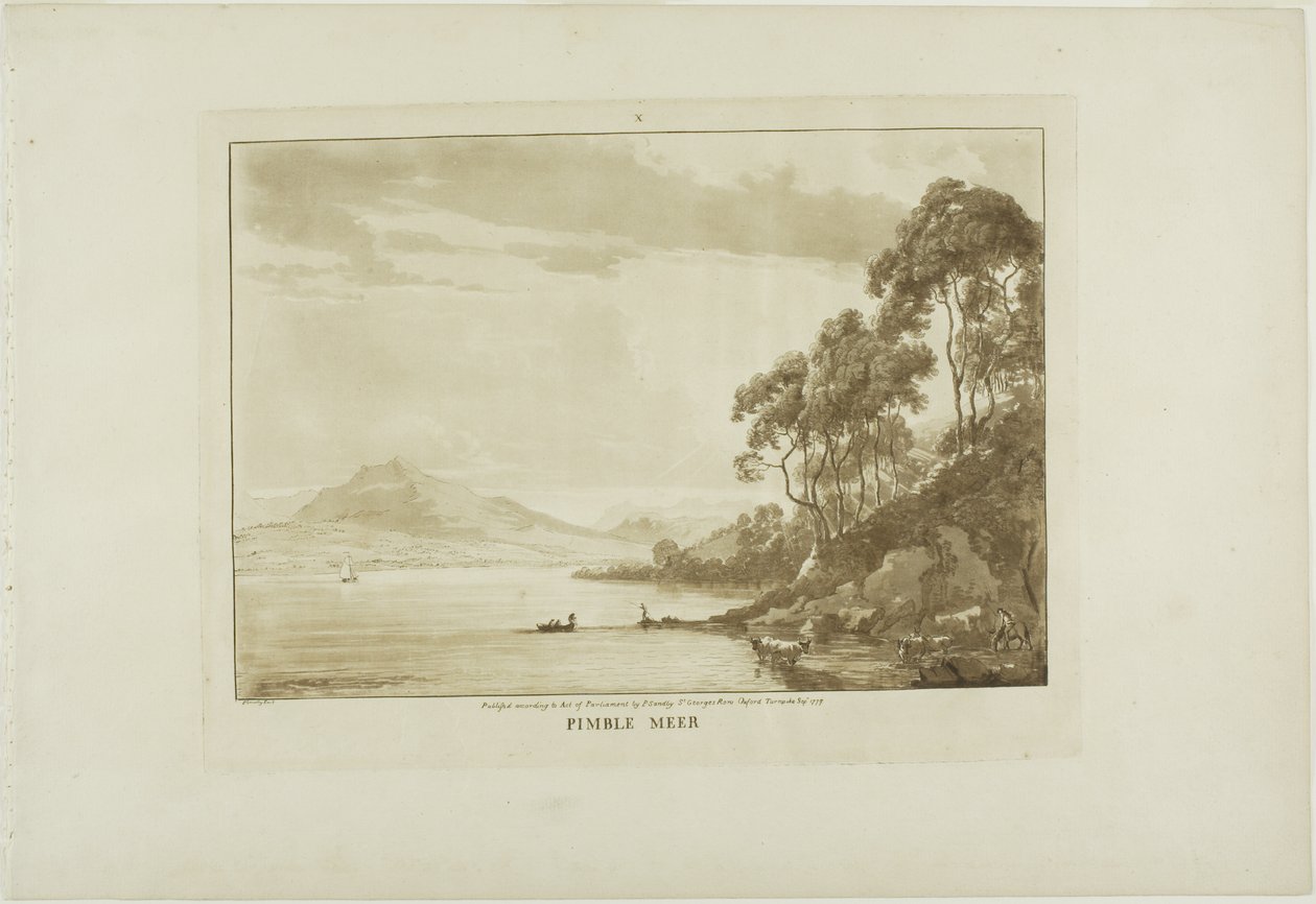 Pimble Meer, placa dez de Doze Vistas do País de Gales de Paul Sandby