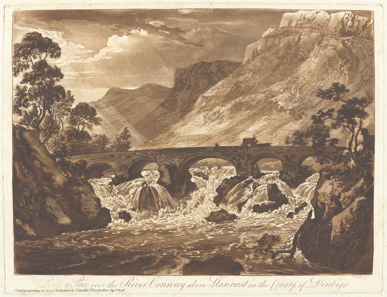 Pont-y-Pair sobre o rio Conway acima de Llanrwst no condado de Denbigh de Paul Sandby