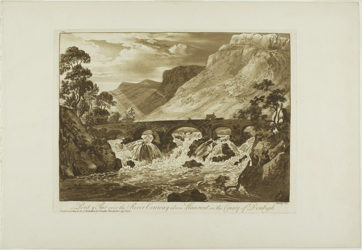 Pont y Pair sobre o rio Conway acima de Llanrwst no condado de Denbigh de Paul Sandby