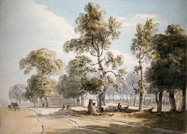 Revista Powder, Hyde Park (aquarela sobre lápis sobre papel) de Paul Sandby