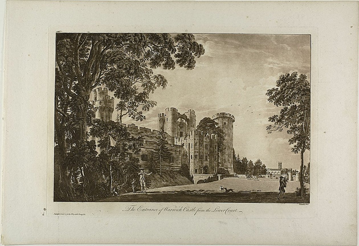 A entrada do Castelo de Warwick do Lower Court, placa 2 de Paul Sandby