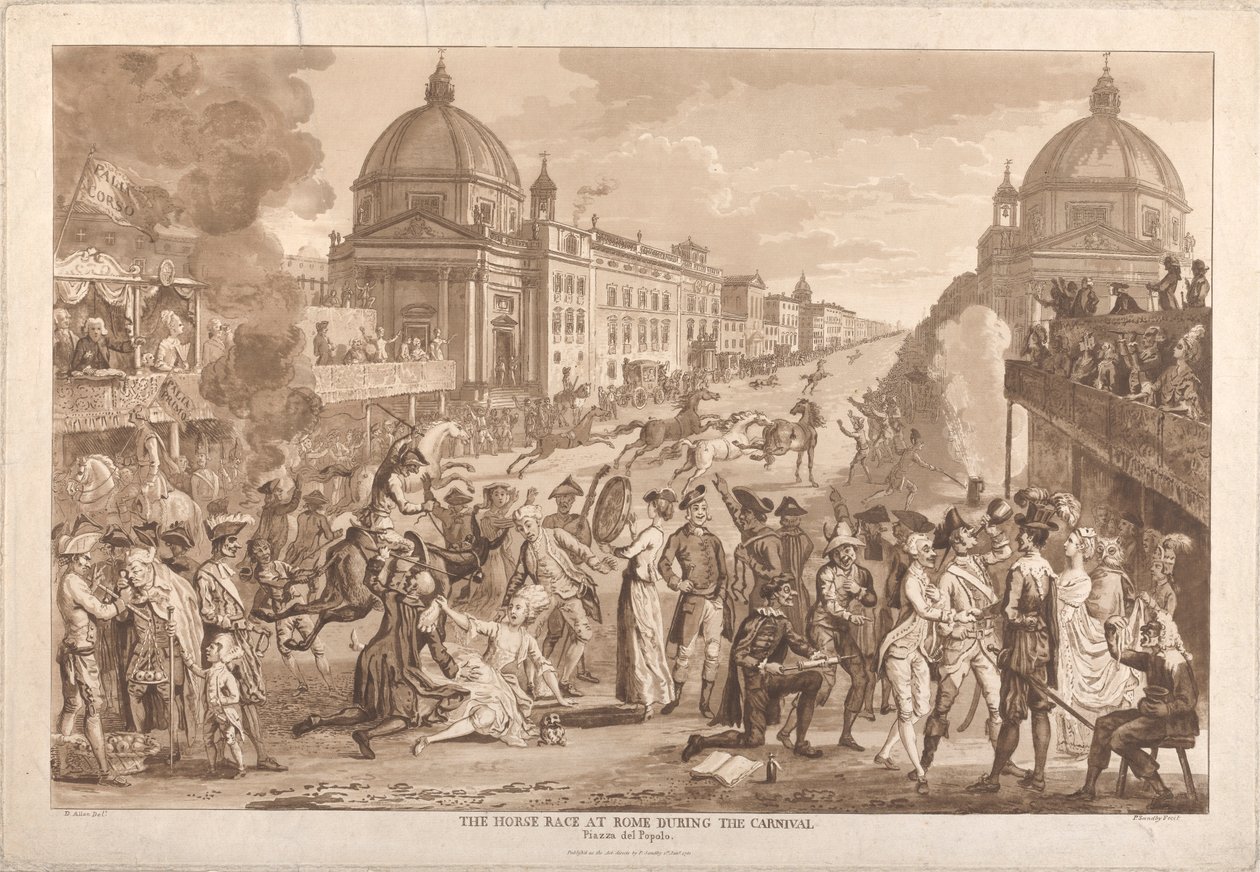A Corrida de Cavalos em Roma Durante o Carnaval de Paul Sandby
