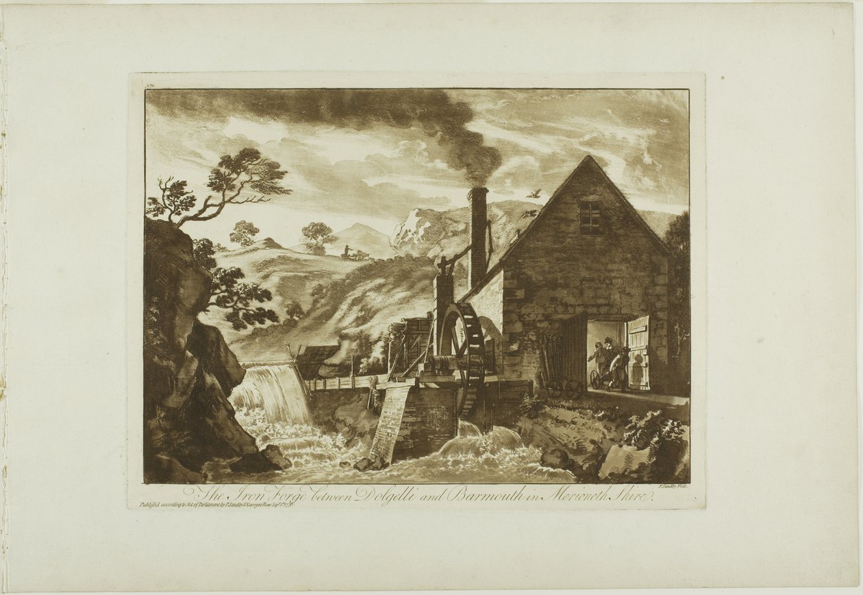 A Forja de Ferro entre Dolgelli e Barmouth em Merioneth Shire de Paul Sandby