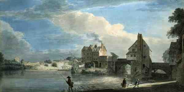 A Ponte Velha em Shrewsbury (aguarela sobre papel) de Paul Sandby