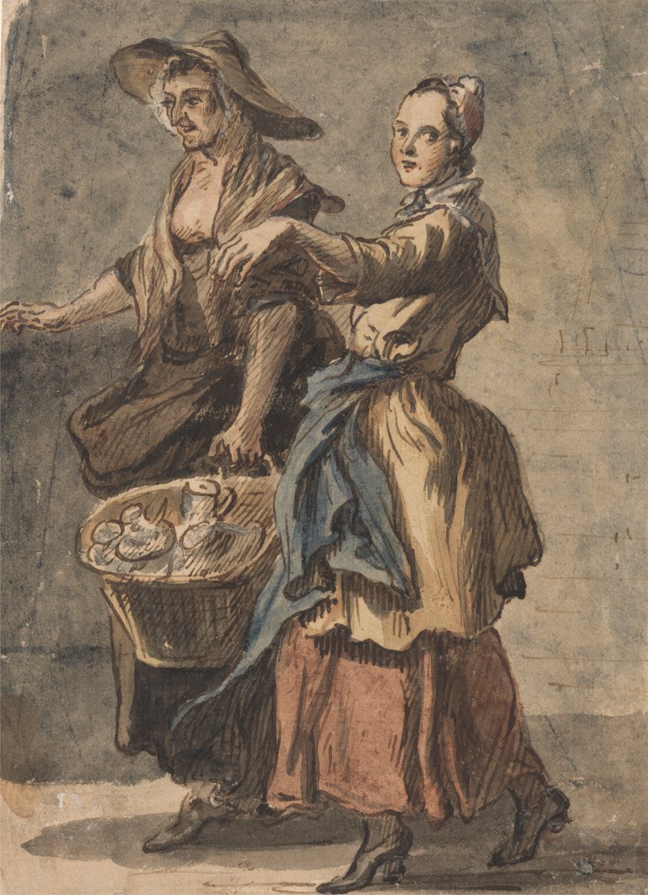 Duas mulheres segurando um cesto de Paul Sandby