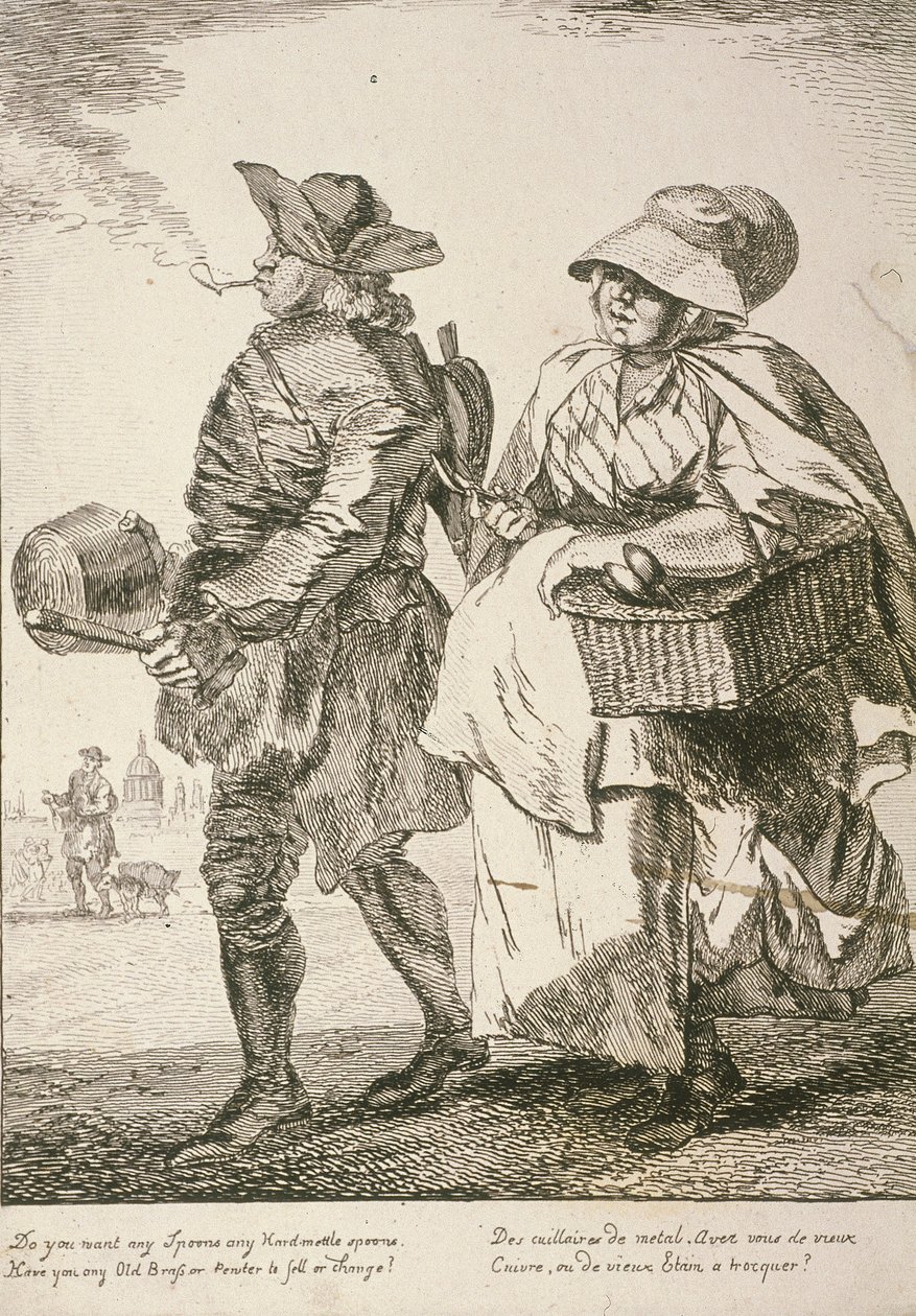 Dois vendedores de colheres, Gritos de Londres, 1760 de Paul Sandby