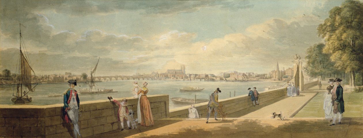 Vista em direção a Westminster do terraço da Somerset House de Paul Sandby