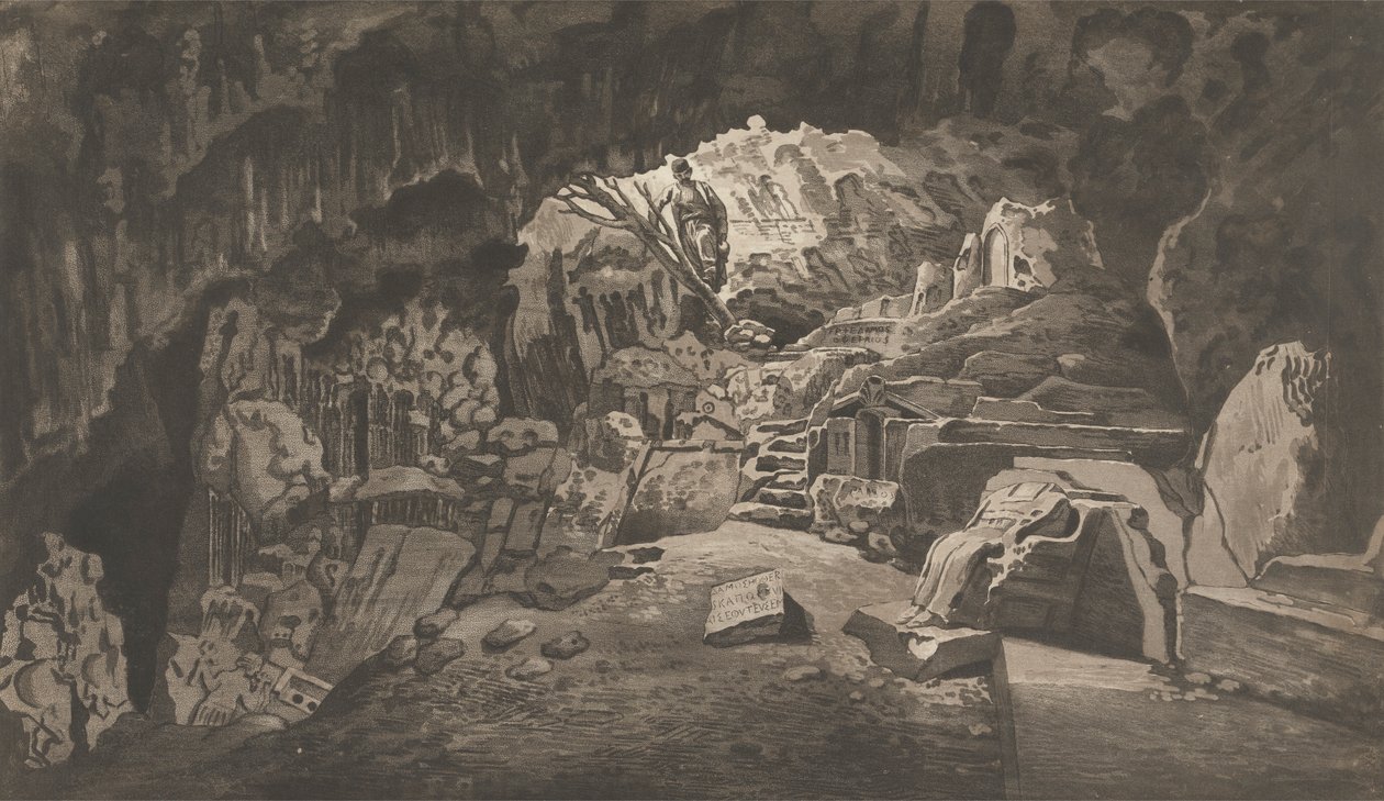 Vistas no Levante: A Caverna Sagrada de Arquidamus de Paul Sandby