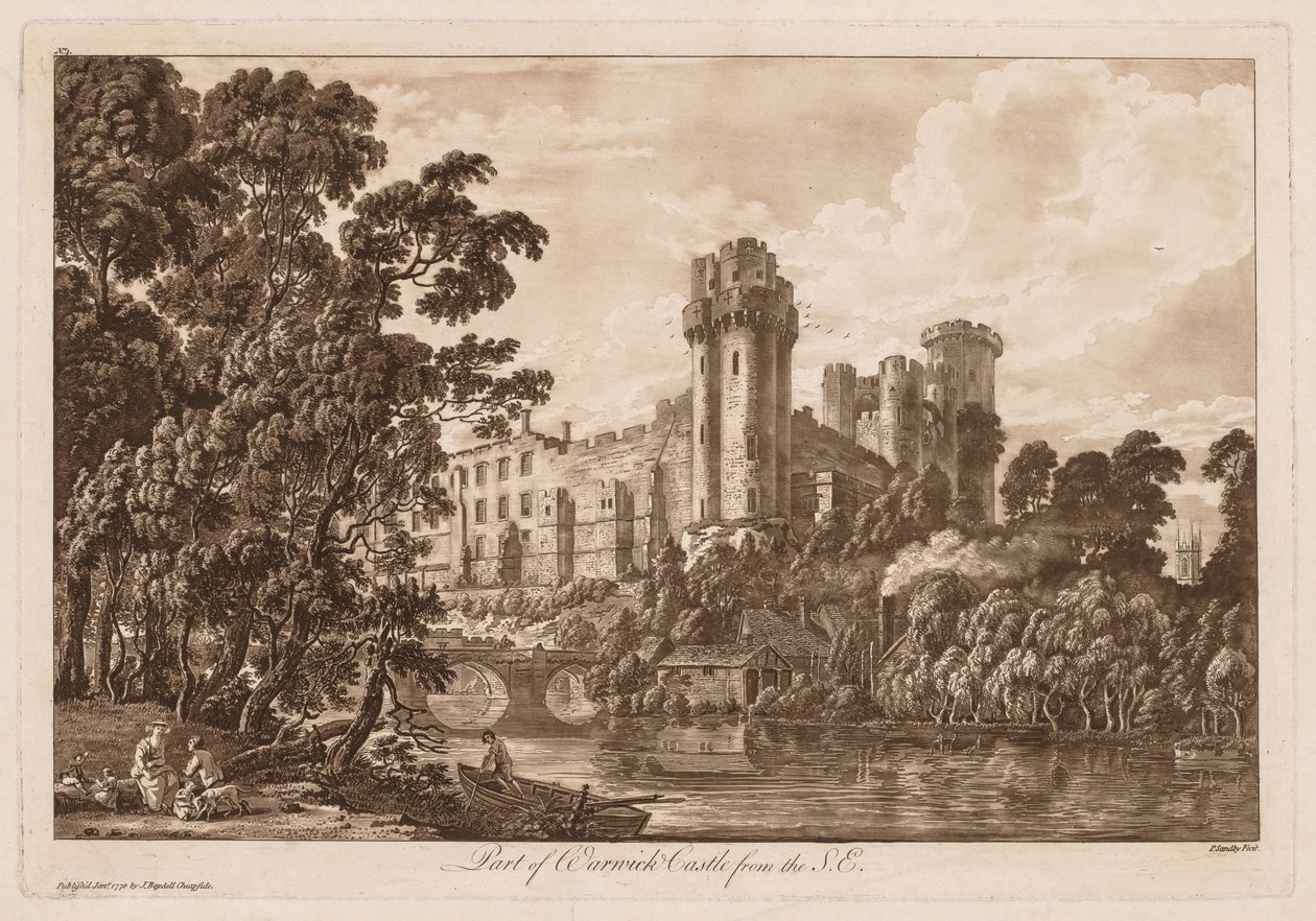 Vistas do Castelo de Warwick: Parte do Castelo de Warwick do sudeste de Paul Sandby