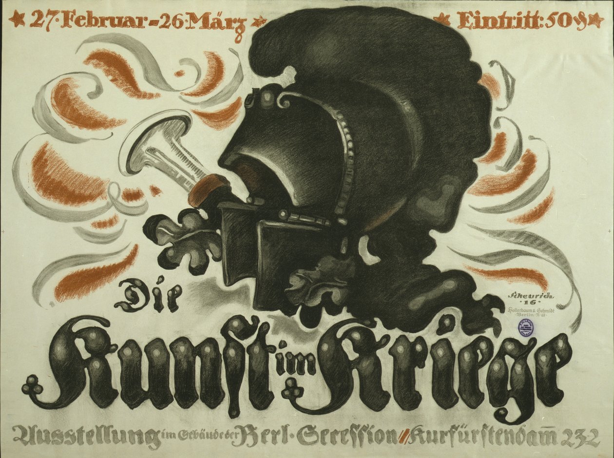 Cartaz publicitário de uma exposição de "Arte em Guerra". de Paul Scheurich