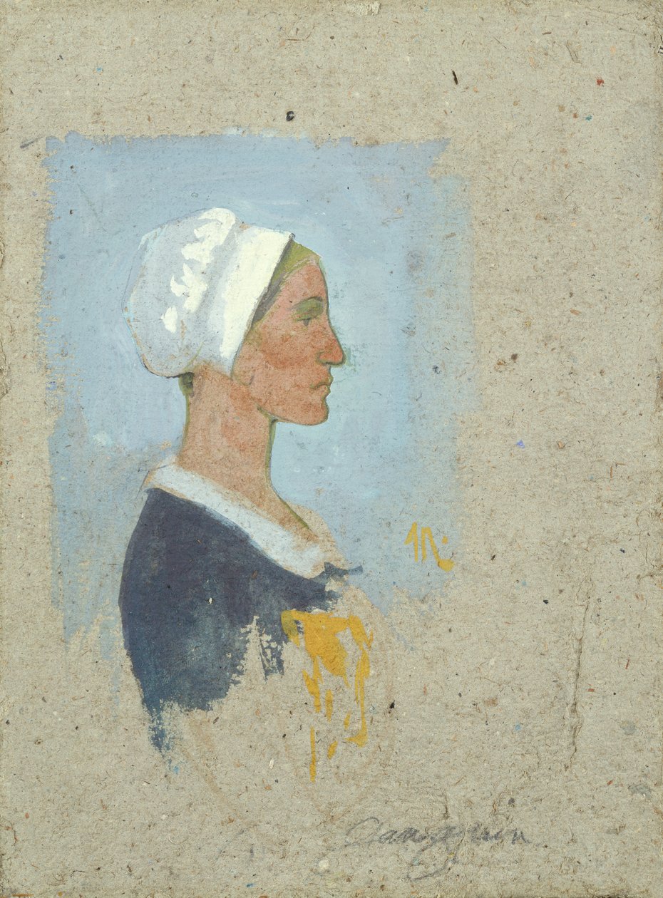 Uma camponesa bretã (gouache a bordo) de Paul Sérusier