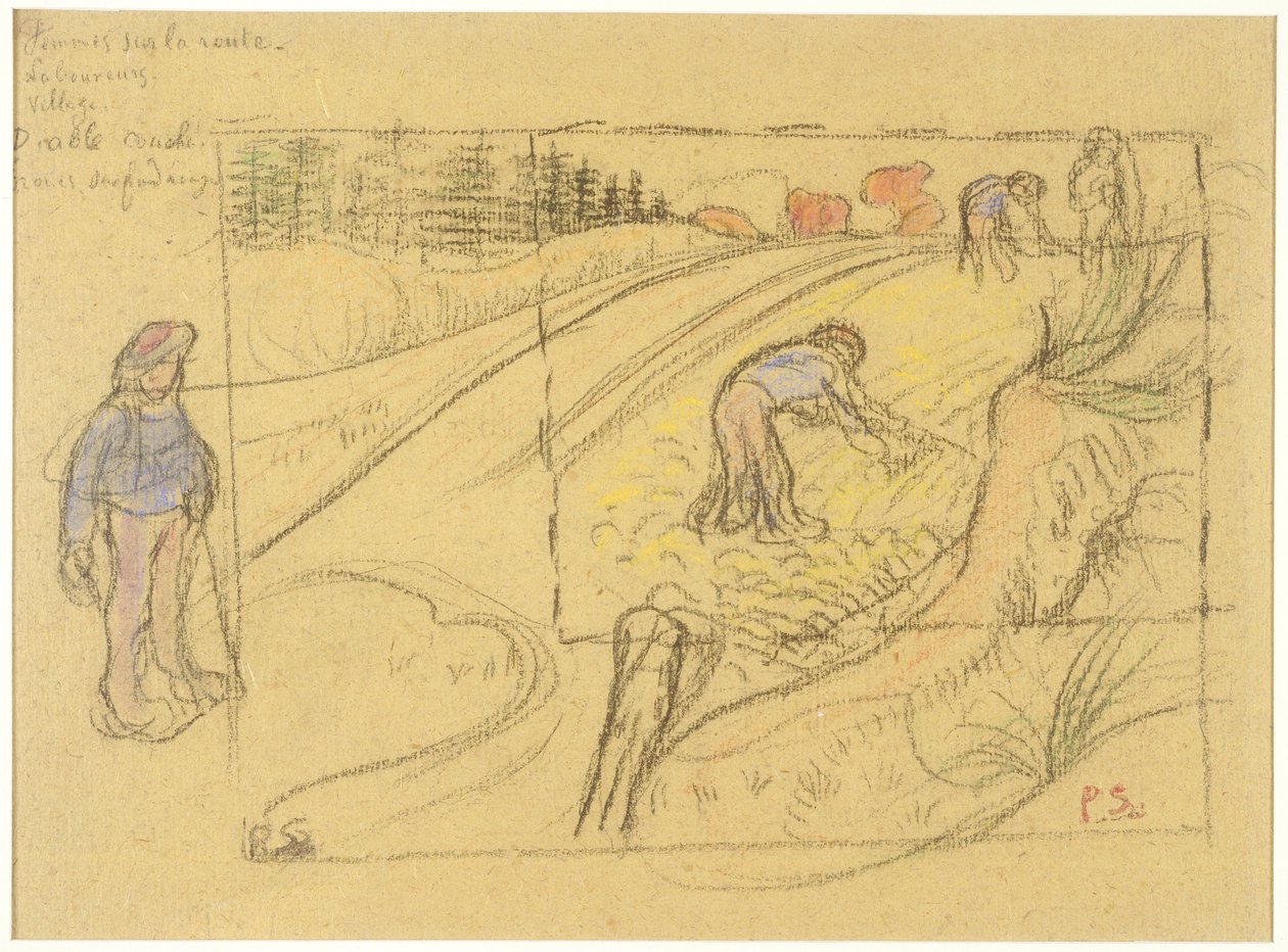 Bauern auf einem Feld (recto); Prozession bretonischer Frauen mit Studie von zwei weiblichen Figuren (verso) de Paul Sérusier