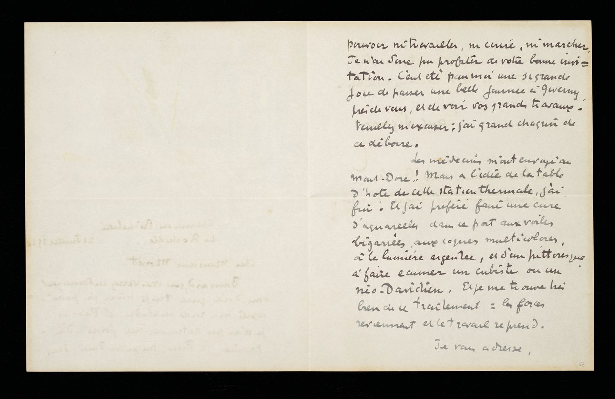 Carta autografada para Claude Monet, 21 de julho de 1920 de Paul Signac
