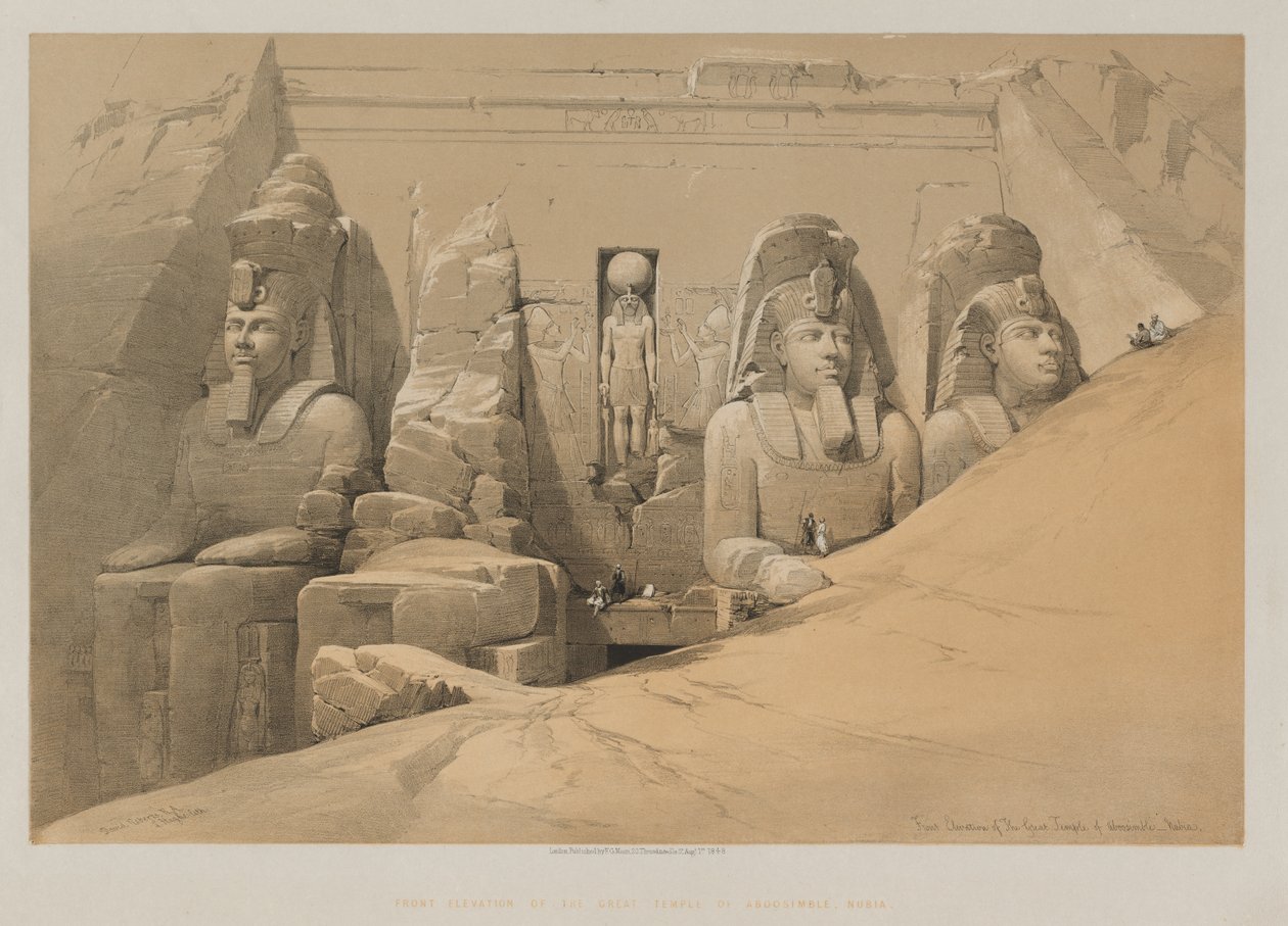 Egito e Núbia, Volume II: Elevação Frontal do Grande Templo de Aboo Simbel, Núbia de Paul Signac