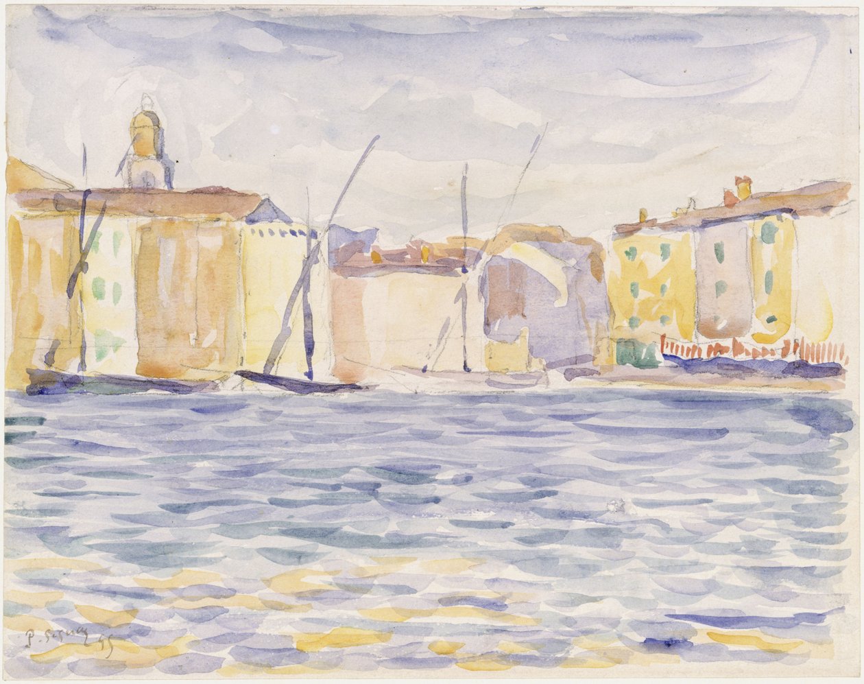 Casas num local de desembarque no Sul de Paul Signac