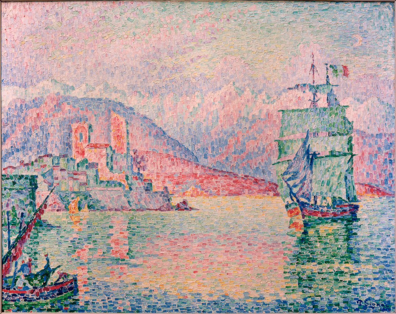 Porto de Antibes na luz da noite de Paul Signac