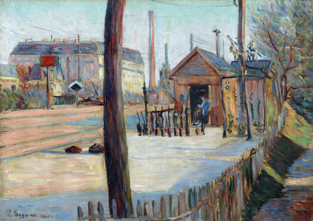 Cruzamento ferroviário perto de Bois Colombes (França) - Pintura de Paul Signac (1863-1935), óleo sobre tela (46,4x65cm) de Paul Signac