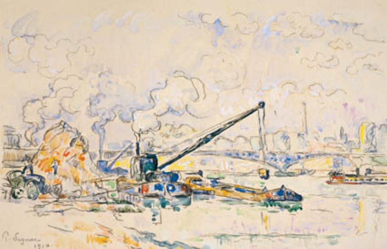 A ponte mirabeau. Bancada de areia de Paul Signac