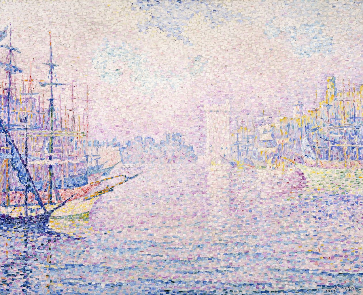 Porto de Marselha, Névoa da manhã, 1906 de Paul Signac