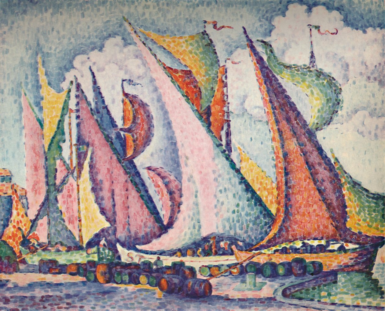 Barcos à vela no Mediterrâneo, 1923 de Paul Signac
