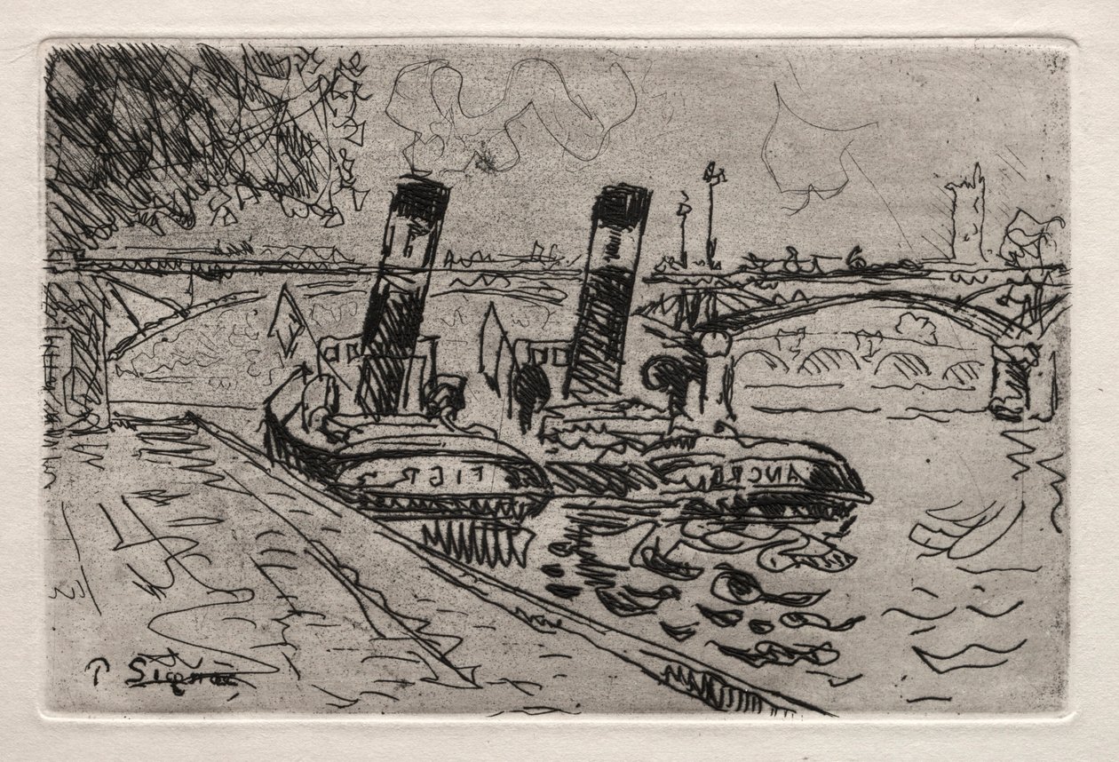 Paris, Pont des Arts com Remorqeurs de Paul Signac