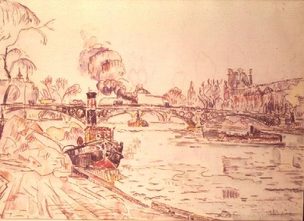 Paris com o Louvre e a Pont des Arts de Paul Signac