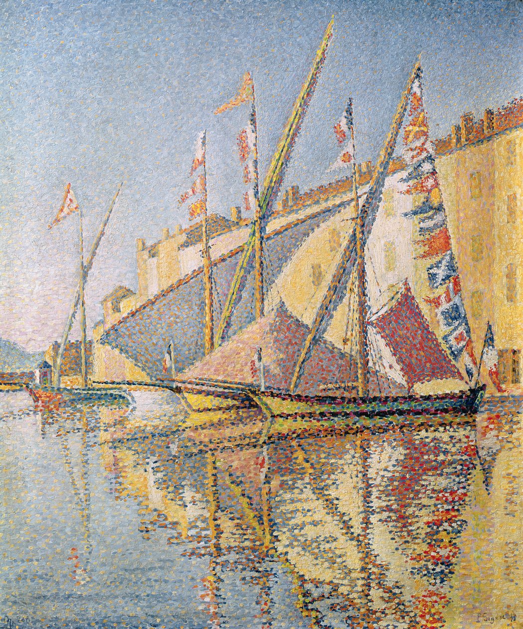 Barcos à vela no porto de St. Tropez, 1893 de Paul Signac
