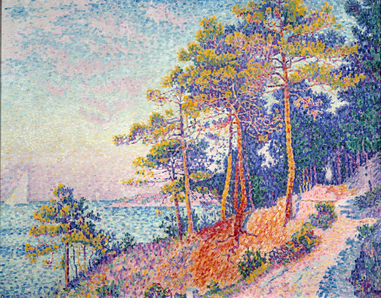 Saint Tropez diz que o caminho da alfândega Pintura por Paul Signac (1863-1935) 1905 Sol. 0,72x0,92 m Grenoble, Musee des Beaux Arts de Paul Signac