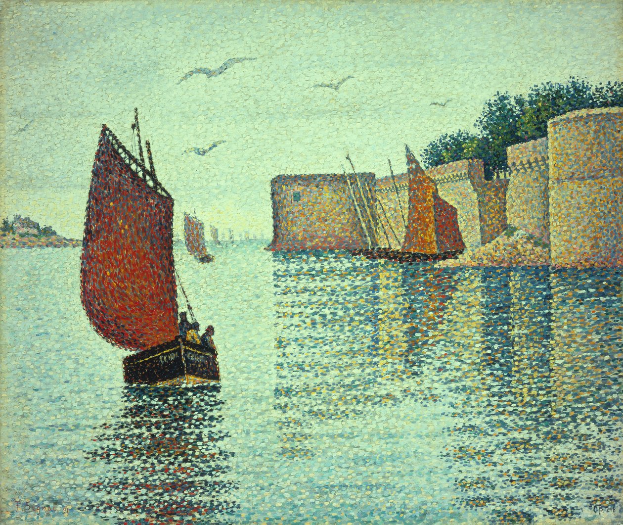 Barco de sardinhas e a cidade velha, Concarneau de Paul Signac